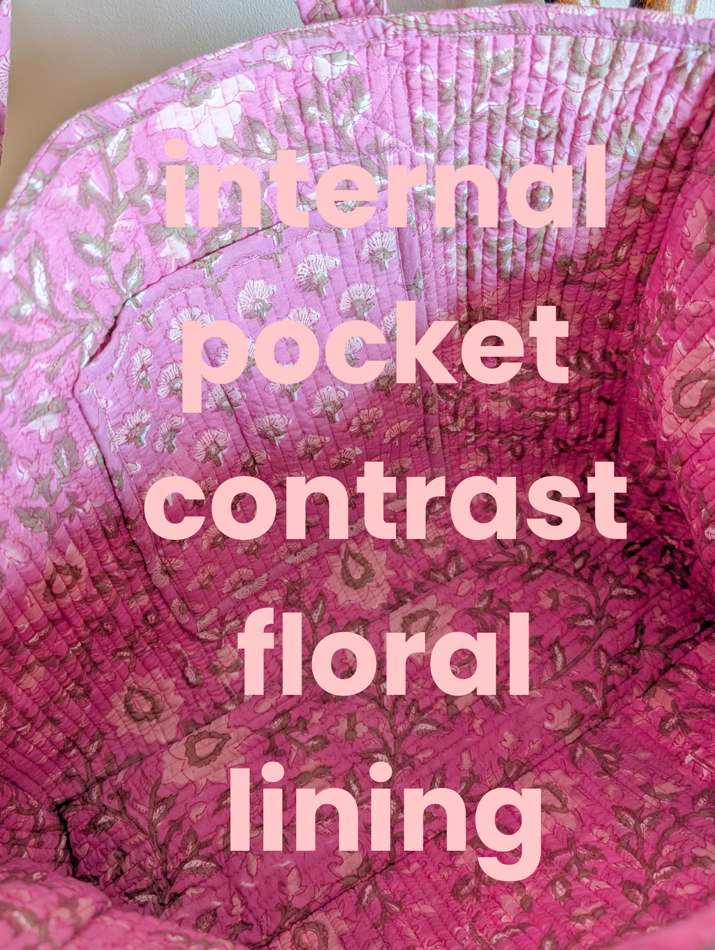 pink floral tote bag