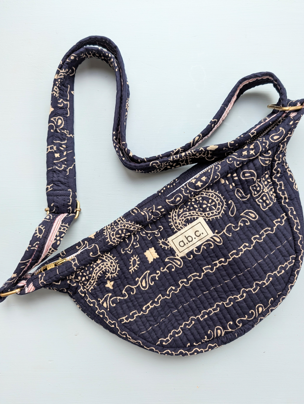 navy bandana print crossbody bag