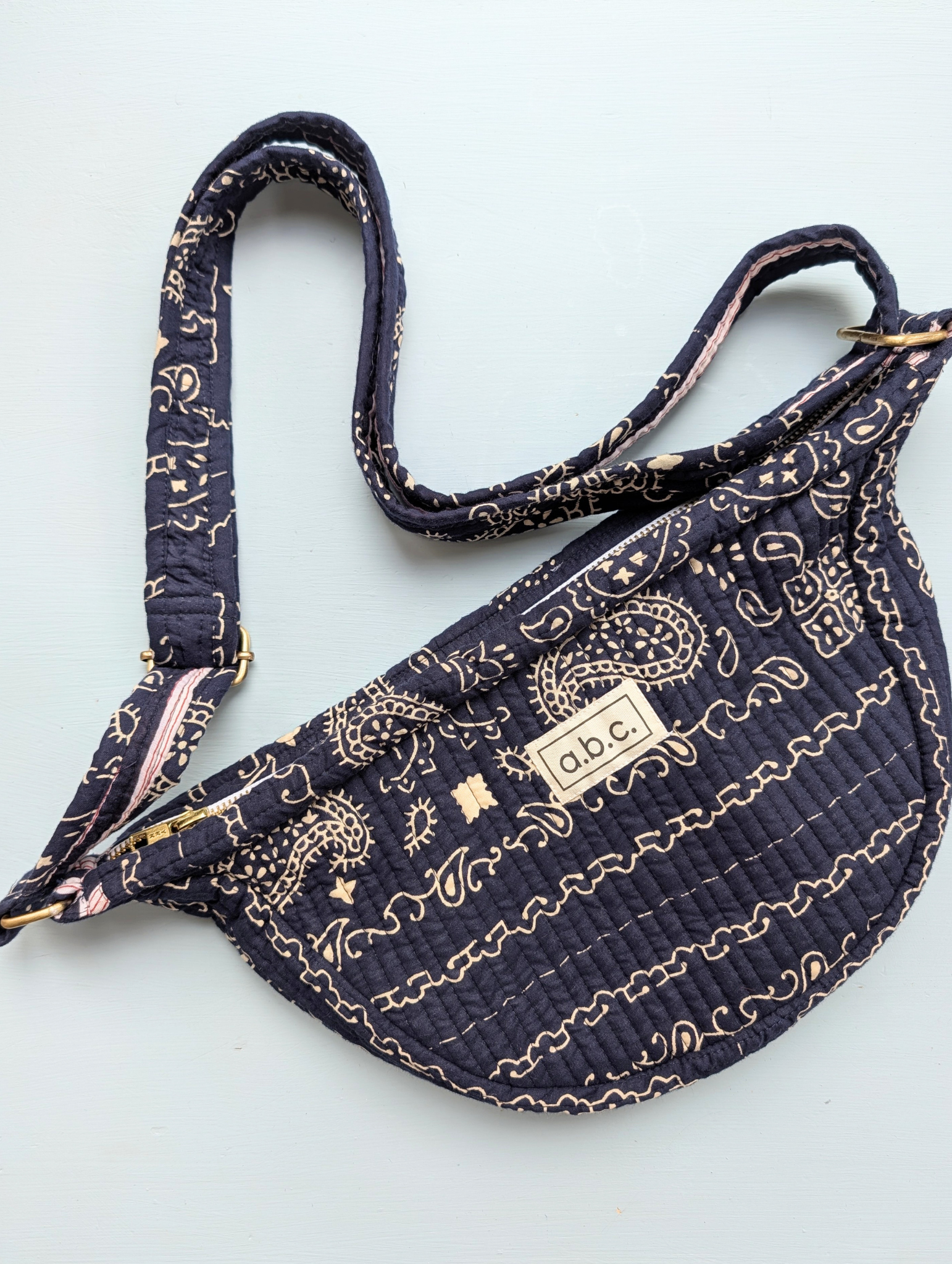 navy bandana print crossbody bag