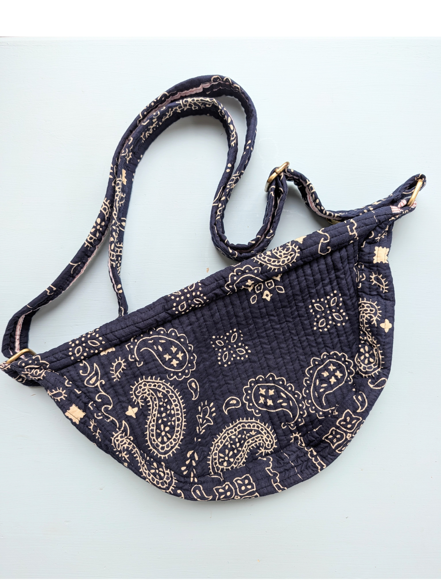 navy bandana print crossbody bag