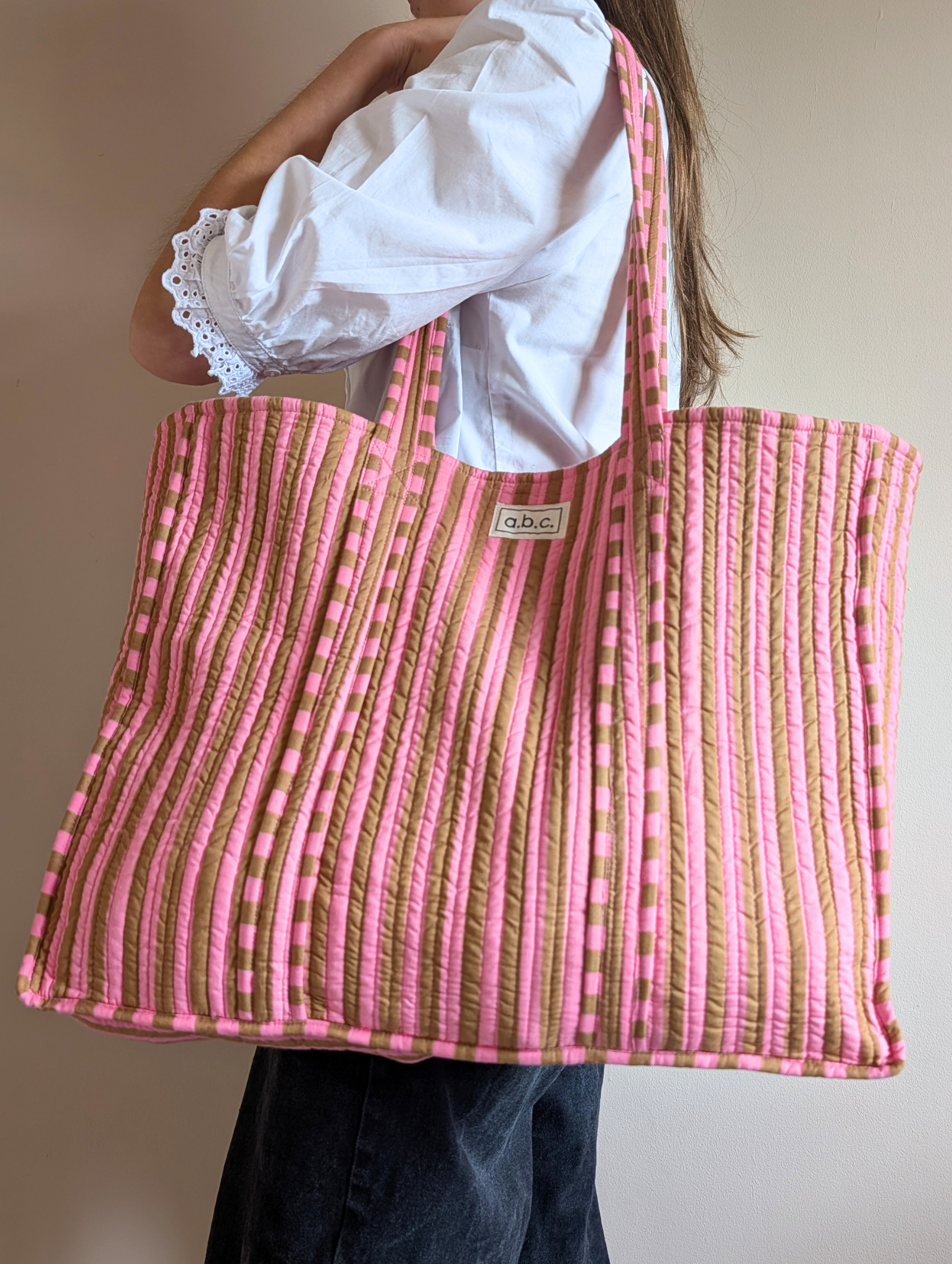 stripe tote bag